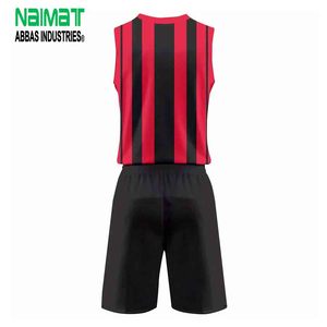Custom Men Sleeveless Volleyball Uniform Quick Dry Sublimation Printed Red Black Striped Jersey and Shorts Set - Product Image 6