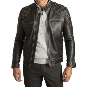 Veste d'hiver pour homme en cuir véritable, respirante et coupe-vent, motif uni, logo sur le devant, taille adulte, prix raisonnable - Product Image 1