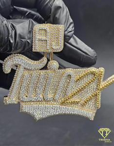 Pendentif personnalisé avec nom, serti de moissanite certifiée GIA, plaqué or, collier hip-hop, bijoux de déclaration bling-bling - Product Image 5