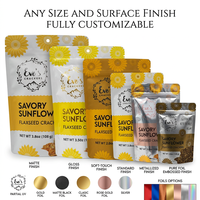 Sacs d'Emballage Alimentaire à Fermeture Éclair Anti-Odeur, Personnalisés, 100g 250g 500g, Doypacks pour Craquelins aux Graines de Lin