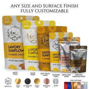 Bolsas Doypack de 100g 250g 500g para Envasado de Alimentos con Cierre a Prueba de Olores para Galletas de Linaza, Impresas y Personalizadas - Product Image 2