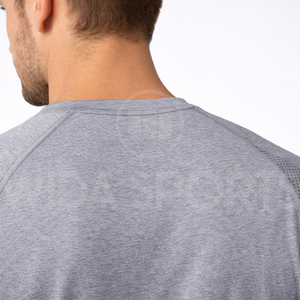 T-shirt de sport pour homme, coupe ajustée, léger, respirant, séchage rapide, haut d'entraînement athlétique, personnalisable OEM, vêtements de sport vierges - Product Image 5