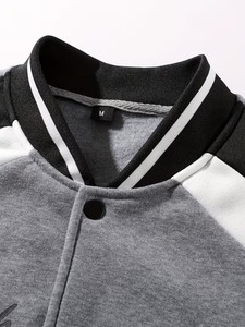Customized Premium Quality 100% Cotton Men's Gray Black Varsity <b>Jacket</b> With Embroidered Logo And Patches Regular Fit OEM - Product Image 2