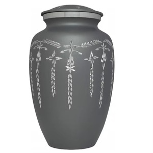 Black Engraved <b>Aluminum</b> American Style Cremation Urn Garland Design Adult Human Ashes Memorial Funeral Metal Ashes <b>Container</b> - Product Image 3