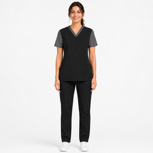 Ensemble de blouses médicales unisexes personnalisées, extensibles, respirantes, antimicrobiennes, uniformes d'infirmière et de médecin, vêtements de travail hospitaliers, vente en gros OEM - Product Image 1