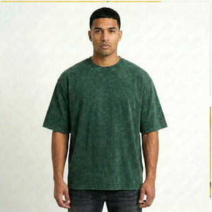 Camiseta de Hombre de Lujo, Estilo Retro, Teñido Personalizado, Lavado Mineral, 100% Algodón, Tejido Grueso, Corte Holgado, Transpirable - Product Image 1