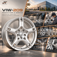 Jantes forgées monobloc à cinq branches avec fentes d'aération, 18-22 pouces, finition argentée, modèle VIW-209 pour BMW, Audi, Mercedes-Benz