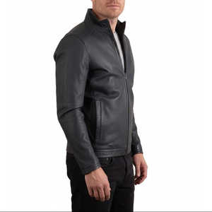 Chaqueta de Cuero Leathertex para Hombre, Estilo Clásico Motorway Cafe Racer, Manga Larga, en Cuero Negro con Protección Contra el Viento - Product Image 2
