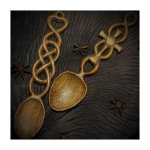 VINTAGE WOOD SPOON WITH ATTRACTIVE HEART SHAPE AND MULTIPLE EXOTIC SHAPES WOODEN SPOON HAND CARVED IN VIETNAM - Product Image 4