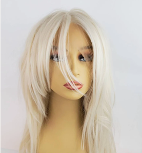 Perruque synthétique lisse dégradée blond platine en gros, résistante à la chaleur, avec frange latérale, pour cosplay et fête, pour femmes - Product Image 5