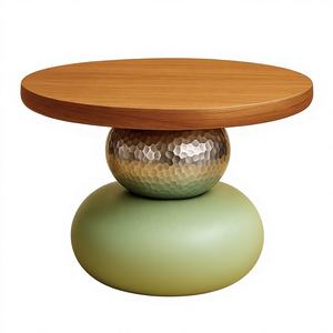 Nouvel Arrivage Direct Usine Inde : Ensemble Table Basse Moderne en Cuivre Doré et Pierre, 2 Pièces, Meubles de Maison Personnalisables - Product Image 1