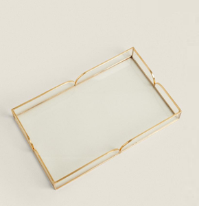 Decorative Perfume <b>Mirrored</b> Storage Vanity Tray Modern Luxury Metal Frame Desktop Gold Frame Tray - Product Image 5