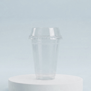 Vente en gros de gobelets jetables en PP transparent à paroi simple de 16 oz pour café, jus, lait avec couvercles plats en dôme de 95 mm de diamètre pour boissons froides - Product Image 1