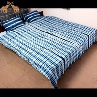 HandBlock rayé Indigo tie dye fabricant de coton ensemble de literie couette lit double queen size couette ensemble de literie