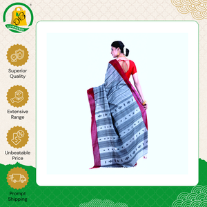 Nueva Colección de Diseñador de Sarees de Seda y Algodón Marrón 100% Puro, Hechos a Mano, Suaves y Ligeros, con Diseño Elegante para Bodas - Product Image 5