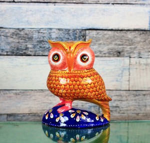Nirmala Handicrafts Aluminium Owl Decorative Figurine Hand Painted Folk Art Home Decor Cartoon Animal Shape - Product Image 3