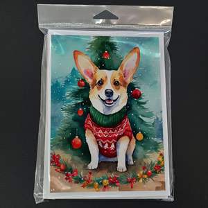 Corgi Christmas Whimsical A7 <b>Greeting</b> <b>Cards</b> Pack of 8 Blank <b>Note</b> <b>Cards</b> with Envelopes 5x7 Size - Product Image 3