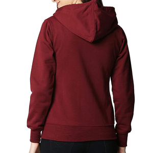 Sudadera con Capucha para Mujer, Color Borgoña, Cierre Completo, Corte Regular, Tejido de Algodón y Felpa, con Bolsillos Delanteros, Ropa Casual para Correr - Product Image 2