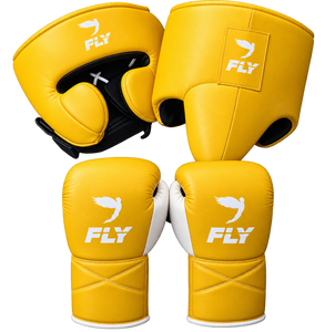 Guantes de Boxeo de Cuero de Vaca Amarillo FLY con Cierre de Velcro para Adultos, Artes Marciales - Product Image 3