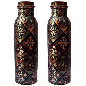 Bouteille artisanale 100% cuivre pur avec couvercle à vis, style antique, pour boire directement, idéale pour le camping ou comme cadeau d'affaires. - Product Image 2