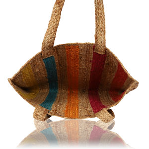 Sac fourre-tout en toile de jute écologique tendance 2026, grand sac à main pour femme, sacs à main de luxe, sac fourre-tout rayé vintage, fournisseur indien - Product Image 3