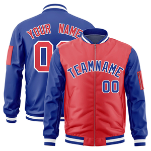 Chaqueta Deportiva Varsity Personalizada en Rojo y Blanco para Hombre con Cierre de Botones Cubiertos y Logotipo Frontal - Invierno - Product Image 1