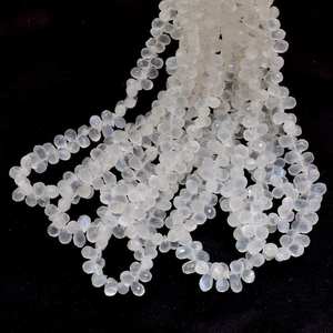 Natural White Moonstone Faceted Teardrop Shape Gemstone <b>Beads</b> 7x5mm Loose White <b>Stone</b> Briolette <b>Beads</b> For Jewelry Making Bulk - Product Image 6