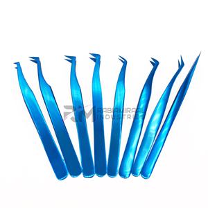 Pinzas Profesionales RMI de Acero Inoxidable con Plasma Azul para Extensión de Pestañas, Agarre Fuerte, Punta Puntiaguda, Logotipo Personalizado - Product Image 3