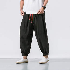 Unisex Solid Color Relaxed <b>Cotton</b> <b>Linen</b> Lantern Pants Loose Bohemian Beach Drop Crotch Trousers Hip Hop Drawstring Yoga Pants - Product Image 5