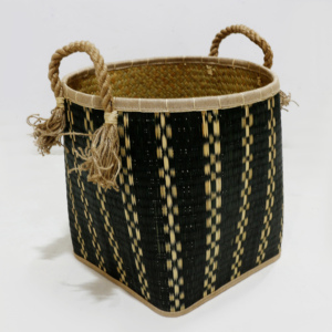 Cestas de almacenamiento de hojas de palma tejidas a mano con asas de cuerda, contenedores de mimbre ecológicos para el hogar y la cocina - Product Image 6