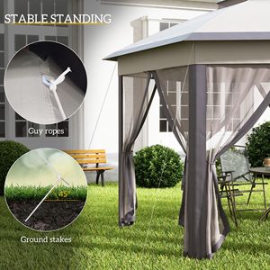 13 X 13 Hexagonal Pop-Up Gazebo Canopy 6 Zippered <b>Mesh</b> <b>Netting</b> for Patio Backyard Garden Wedding & Party Use - Product Image 6