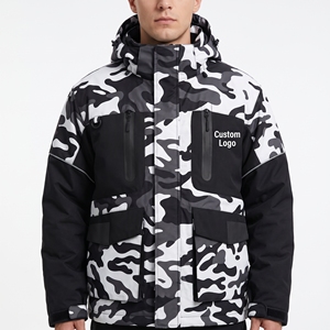 Unisex <b>Camo</b> Winter Fishing <b>Jacket</b> Custom Front Tactical <b>Waterproof</b> Hooded Outdoor Windbreaker Streetwear Fashion Outerwear - Product Image 1