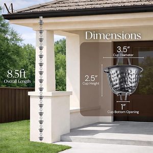 Cadena de lluvia metálica decorativa de marca privada para colgar en jardines, techos, drenaje de agua de lluvia, uso en exteriores y hogares. - Product Image 2
