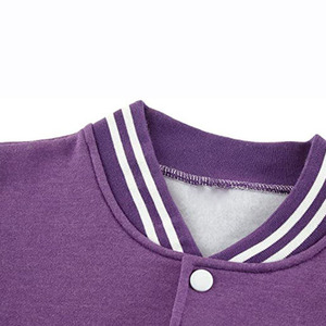 Unisex Black <b>Purple</b> Varsity Jacket 100% Wool Genuine Leather Stand Collar Regular Fit Waterproof Windproof Eco-Friendly Winter - Product Image 6