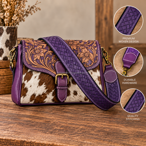 Luxury Personalized New Tooled Cow Leather <b>Straps</b> Camera <b>Bag</b> <b>Strap</b> Unisex High Quality Purple Genuine Leather <b>Replacement</b> Belt - Product Image 2