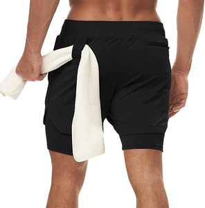 Custom Logo Men's Double <b>Layer</b> Blank Sports Athletic Workout Running Gym Shorts With Liner Breathable 2 In 1 Activewear Shorts - Product Image 2