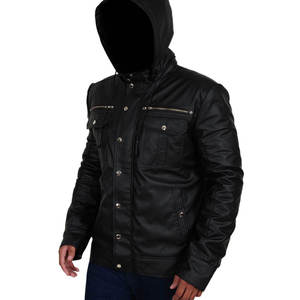 Chaqueta de Cuero Genuino Premium para Hombre, Nueva Colección 2026, Estilo Motero con Capucha de Lona para Invierno - Product Image 5