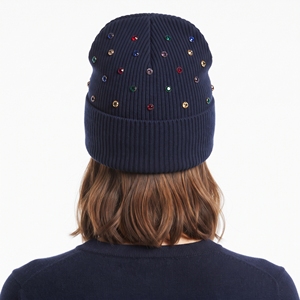 Bonnet d'hiver unisexe personnalisé avec logo brodé, orné de perles et de strass, bonnet tricoté chaud et doux pour femmes, idéal pour les températures froides - Product Image 6