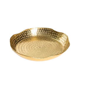 Plato de Servir Redondo Moderno de Metal Martillado, Bandeja de Servir Artesanal de Metal Hecha a Mano, Bandeja de Servir Decorativa de Metal al por Mayor - Product Image 1