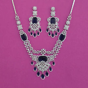 Handmade Jewellery Wholesalers in India American Diamond Classic Necklace With Rhodium Plating 444026 - Product Image 1