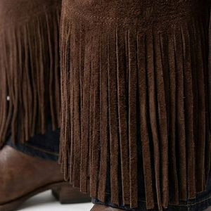 OEM Service Suede Leather <b>Chaps</b> Premium Brown Suede Leather Western Cowboy <b>Riding</b> <b>Chaps</b> With Fringes - Product Image 6
