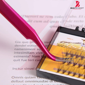 Extensions de cils à pointe incurvée, pince à cils rose et jaune dégradé pour isolation et volume des cils - Product Image 4