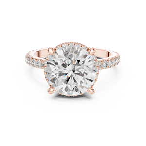 Anillo solitario Halo Elevation con diamante cultivado en laboratorio, halo oculto, para mujer, oro 10k/14k/18k/plata, banda con pavé de piedras, regalo. - Product Image 3