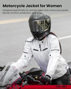Chaqueta de Motocicleta Blanca para Mujer, Chaqueta de Verano Transpirable de Malla para Motociclistas - Product Image 6