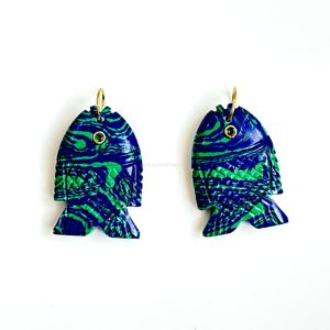 Pendentif Poisson en Azurite Malachite Naturelle AAA, Collier en Argent 925 Fait Main avec Breloque Poisson en Pierre Précieuse, Bijou en Cristal de Guérison Sculpté à la Main - Product Image 3