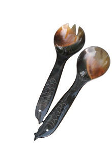 Cuillère en corne de buffle écologique polie miroir pour fêtes, ensemble de couverts personnalisable - Vente en gros - Product Image 4