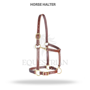 Premium Leather Horse <b>Halter</b> Adjustable Brass Hardware Durable Equestrian Headcollar - Product Image 2