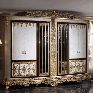 Armario Clásico Europeo de Caoba de Alta Gama Personalizado, Armario de Lujo con Tallado Dorado, Panel Decorativo de Marfil, Muebles para Dormitorio - Product Image 2