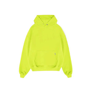 Sweat à capuche jaune fluo pour homme, personnalisable avec logo, en molleton épais, poche kangourou, OEM ODM, couleur personnalisée, sweat à capuche épais pour homme - Product Image 4