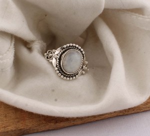 Natural Rainbow Moonstone <b>Ring</b> 925 Sterling Silver Vintage Style Blue Fire Gemstone <b>Ring</b> for Women Handcrafted <b>Boho</b> Fine Jewelry - Product Image 2